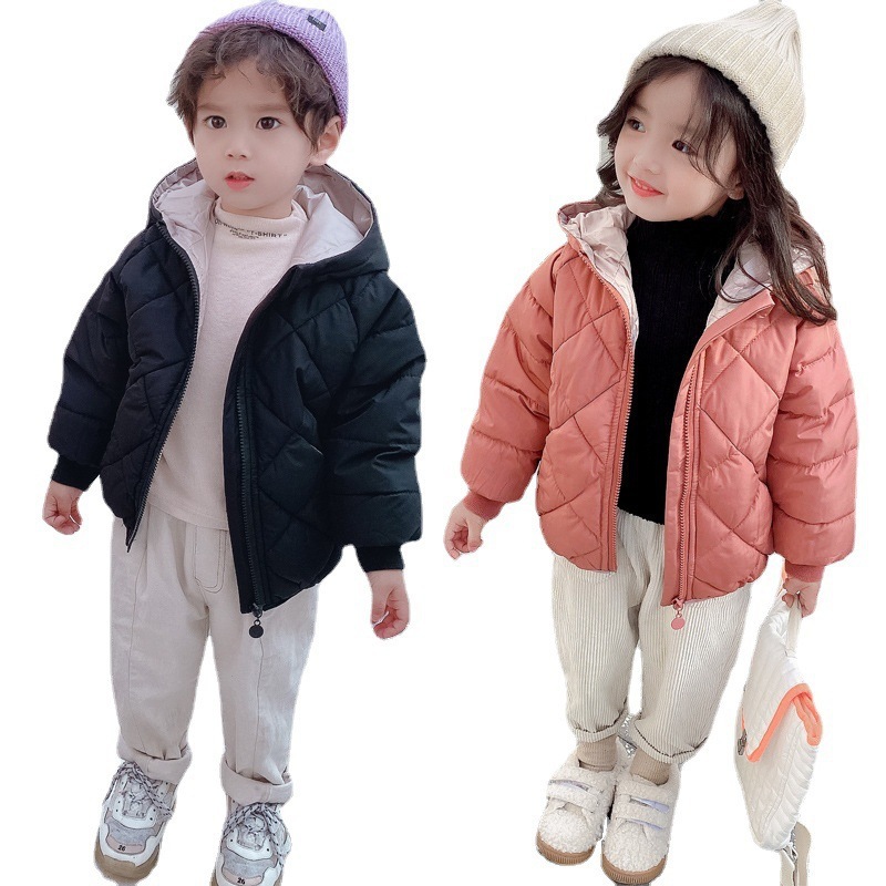 Otoño e invierno Abrigo acolchado de algodón para niños Abrigo con capucha engrosada para hombres y mujeres Abrigo acolchado de algodón para niños de estilo coreano
