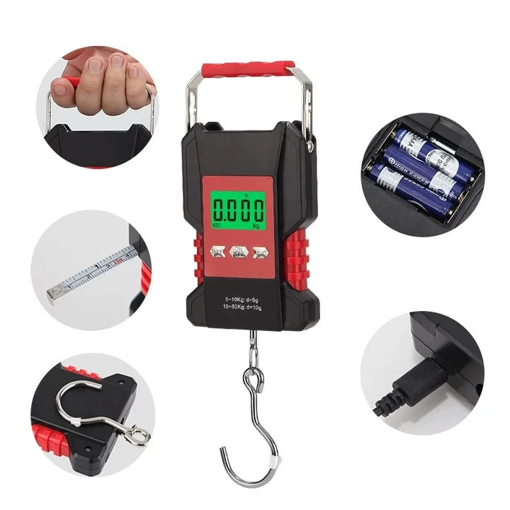 A28 USB Наполняемый водонепроницаемый портативный электронный вес заряда портативный вес 50KG с рулеткой супер широкая ручка