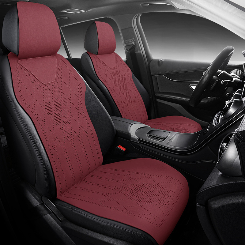 Car Seat Cushion, Universal for All Seasons, Breathable Suede Leather, High-End Saddle Cushion, Suede Perforated Seat Cover, Winter Small Waist