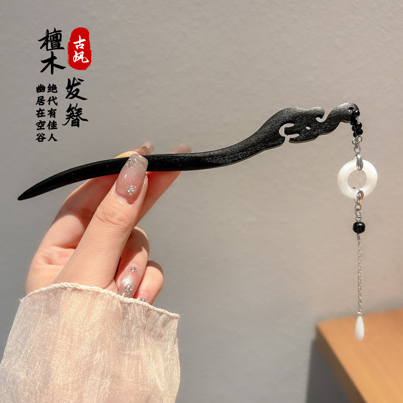 Pinzas de cabello de madera para mujeres nuevos pinzas de estilo chino de alto nivel diarios vestido de caballo de viaje antiguo sándalo bandeja de cabello pinzas de cabello tocado