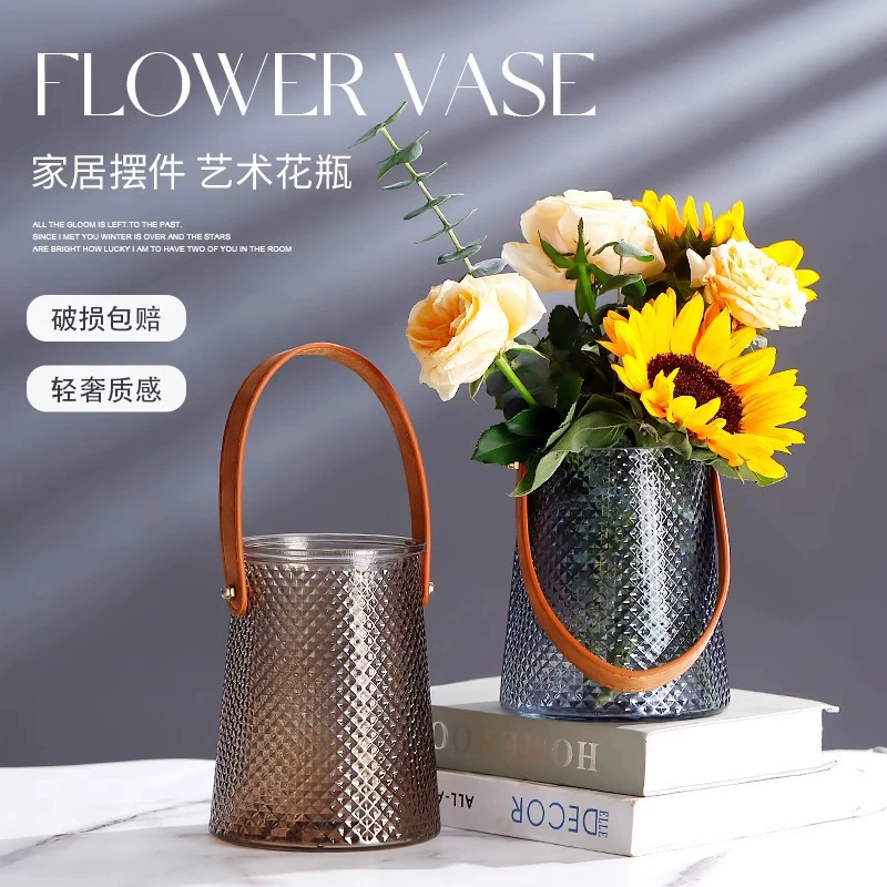 Креативная переносная стеклянная ваза премиум-класса прозрачная цветочная композиция вода современная минималистская широкая ваза для гостиной