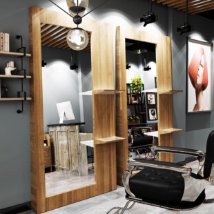 Factory Direct Online Celebrity Barber Shop Mirror Hair Salon Exclusive Oil Head Hall Mirror Table Integrated Light Luxury Hairdressing Mirror Table