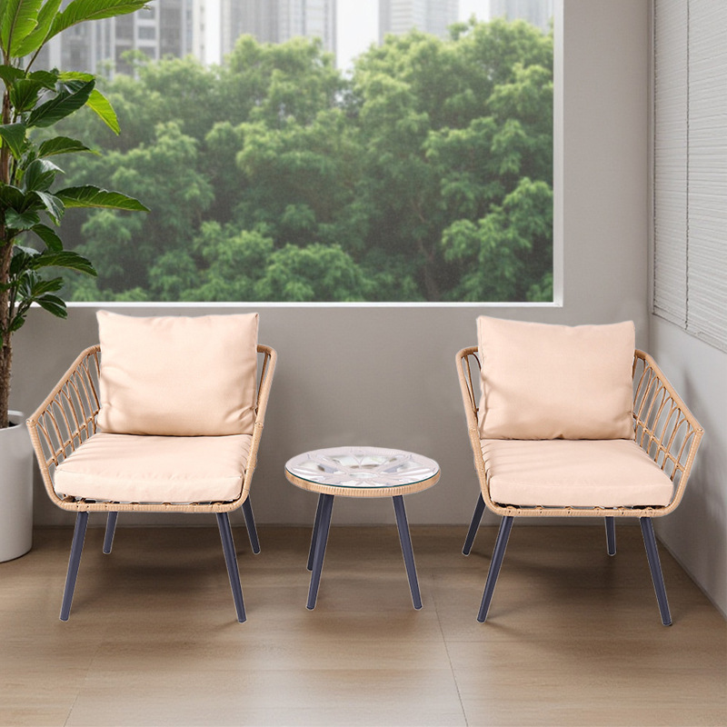 Fabricante directo de sofá de caña al aire libre combinación de patio de casa sofá de ocio mesa de té de aluminio moderno muebles simples