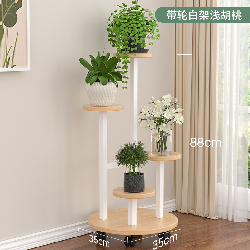 Estante de flores de arte de hierro, decoración de sala de estar, estante de macetas, balcón, estante de flores de eneldo verde de pie, estante de madera de acero de varios pisos para interiores image 12