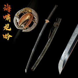 外贸批发手工T10钢覆土烧刃日本刀一体长刀居合刀剑katana未开刃