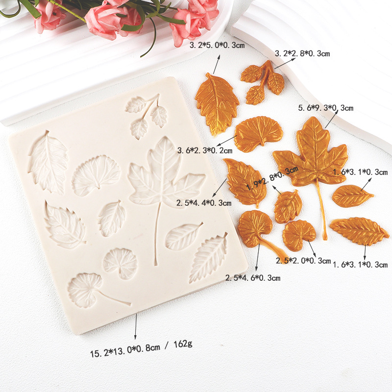 Ginkgo biloba hojas de arce hojas molde de pastel de silicona molde de chocolate herramientas de horneado arcilla molde de cerámica suave