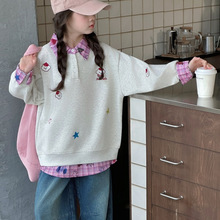 女童polo衫卫衣2025秋装新款儿童韩系长袖上衣大童假两件春秋衣服