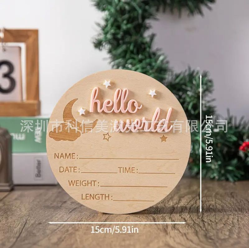 クロスボーダー木製赤ちゃんマークHello World新生児マーク出生帯愛赤ちゃん公告マーク|undefined
