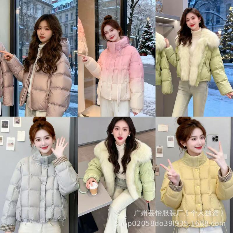 New Style 90% White Duck down Casual down Jacket for Women with a High-End Feel, Turn-Down Collar Cotton Coat, Women's Clothing Wholesale