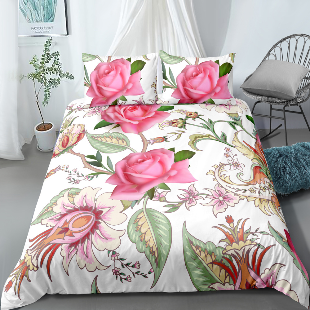 Parure de lit trois pièces de style ethnique imprimé numérique, housse de couette et taie d'oreiller, personnalisable, nouvelle collection_voghion.com