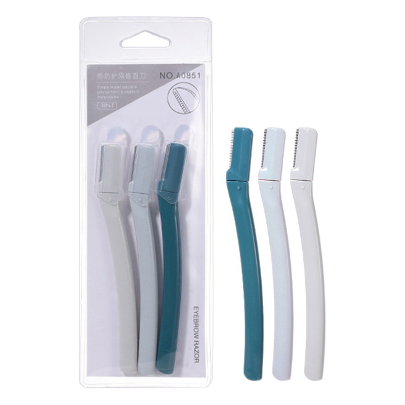 LMLTOP stainless steel eyebrow trimmer 3 pack with protective net women's eyebrow scraper A0851