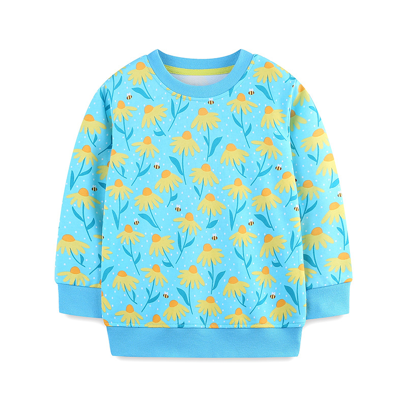 26 otoño suéter de punto de algodón para niñas sudadera de manga larga para niños sudadera de fondo de estilo europeo y americano moda flor estampada blusa para niños image 7
