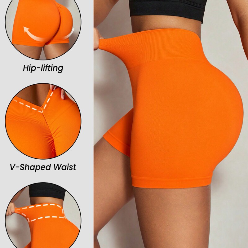 TK European and American Seamless Three-point Fitness Shorts Women's High Waist Peach Hip-lifting Sports Shorts Tight Quick-drying Yoga Shorts