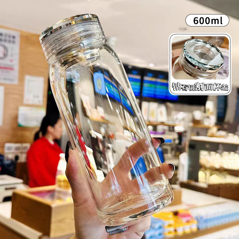 女性用高ホウケイ酸ガラスカップ、見栄えの良い茶水分離カップ、蓋付き大容量ポータブルオフィスウォーターカップ、ティーカップ|undefined