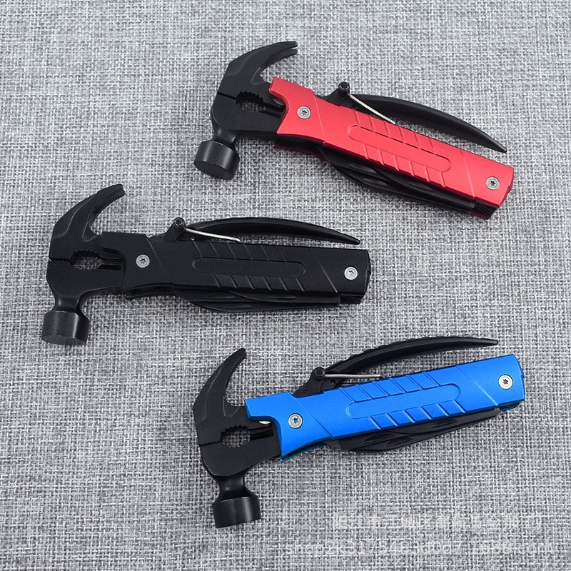 多功能羊角锤 不锈钢铝片户外野营便携工具锤 车载救生破窗锤