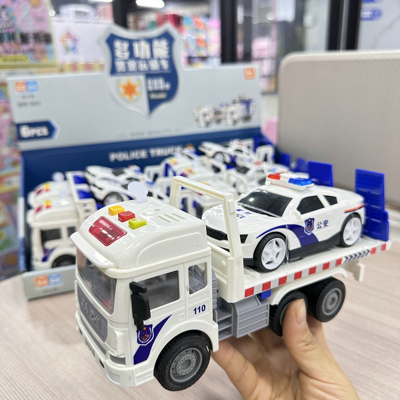 Inertial Music Police Transport Motorcycle Flatbed Simulation Puzzle Storytelling Boy Gift Children's Toys Wholesale