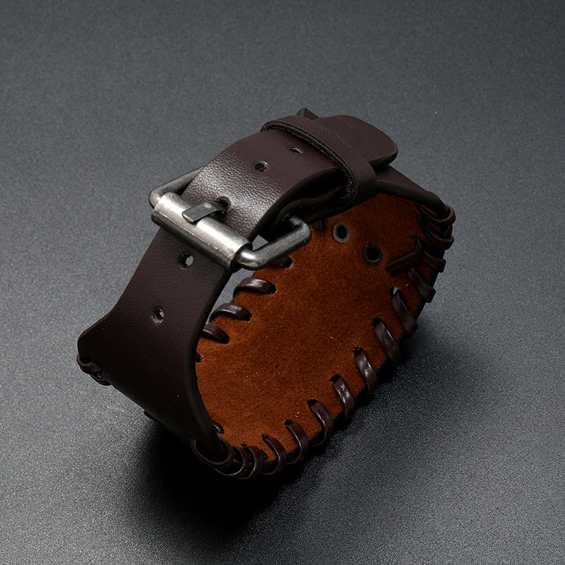 Simple Viking totem bear claw leather bracelet