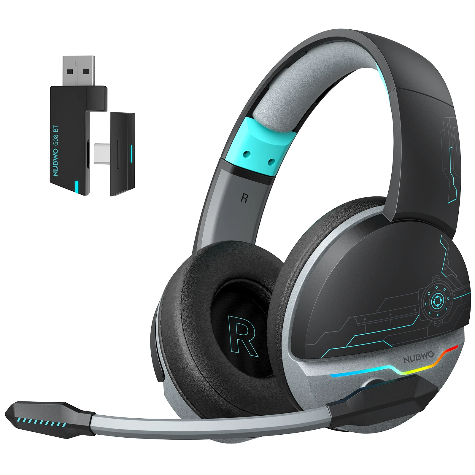 Nubwo Wolf Bowang G08 Беспроводная игровая гарнитура 2.4G + Bluetooth, стереомикрофон, киберспорт