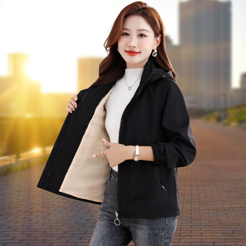 休闲风衣外套女士春秋短款2025新款爆款妈妈秋冬加绒加厚夹克上衣|undefined