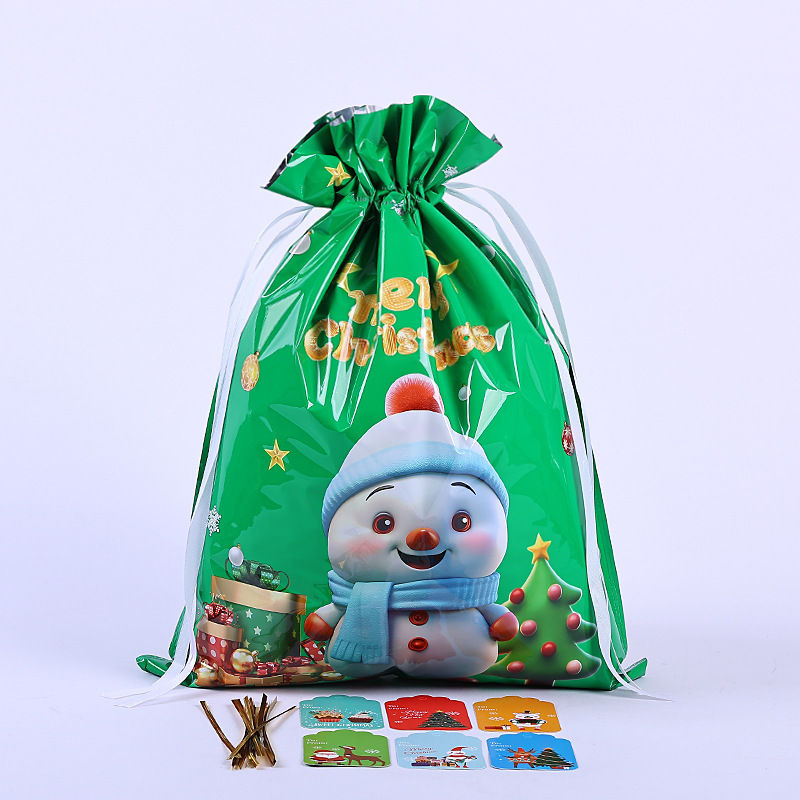 新しいクリスマスクリエイティブギフトバッグ在庫巾着アルミ箔包装袋ギフトキャンディー収納袋|undefined