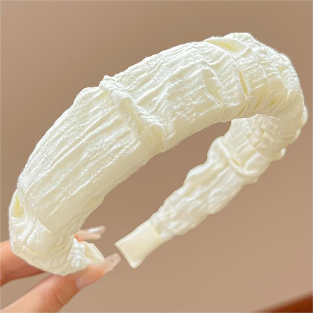 Beige seersucker wide headband