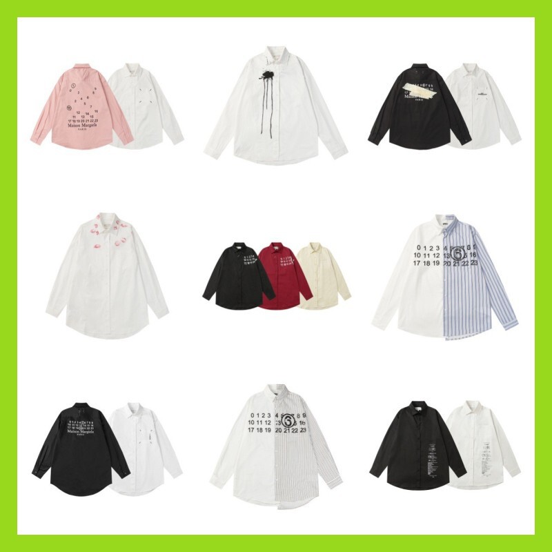 Cross-border Maison Margiela MM6 loose-fit, letter-printed long-sleeve shirt for men and women