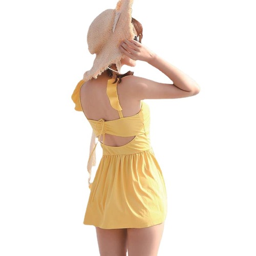  new swimsuit for female students with small breasts gathered, fresh Korean style hot spring sexy slimming belly-covering conservative swimsuit