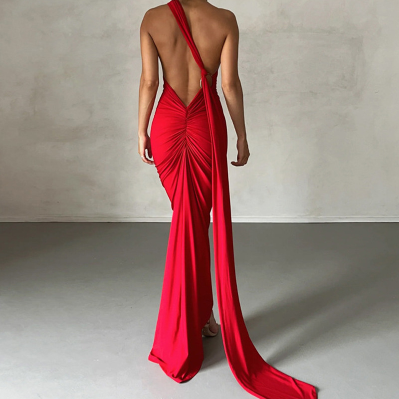 Women's Spring Temperament, Elegant Fashion Temperament, Design Sense Open-Back Dress_ecoleips.com