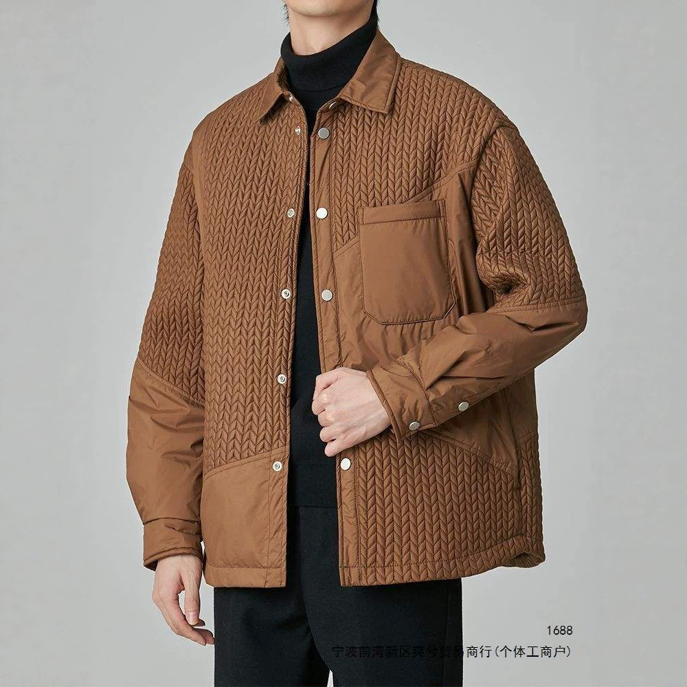 Men's Lightweight Down Jacket with White Duck Down Collar, 2026 Winter New Style, Trendy Short Winter Jacket, Brown
