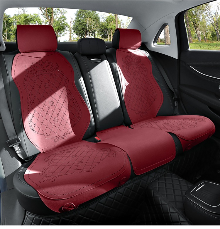 2026 New Crown Suede Leather Car Seat Cushion, Suitable for All Seasons, Small Waist Design, Model MA12