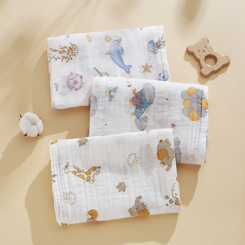 Summer Thin Baby A-Class Pure Cotton Double-Layer Gauze Bath Towel Newborn Baby Wrap Absorbent Blanket Children's Cover Blanket