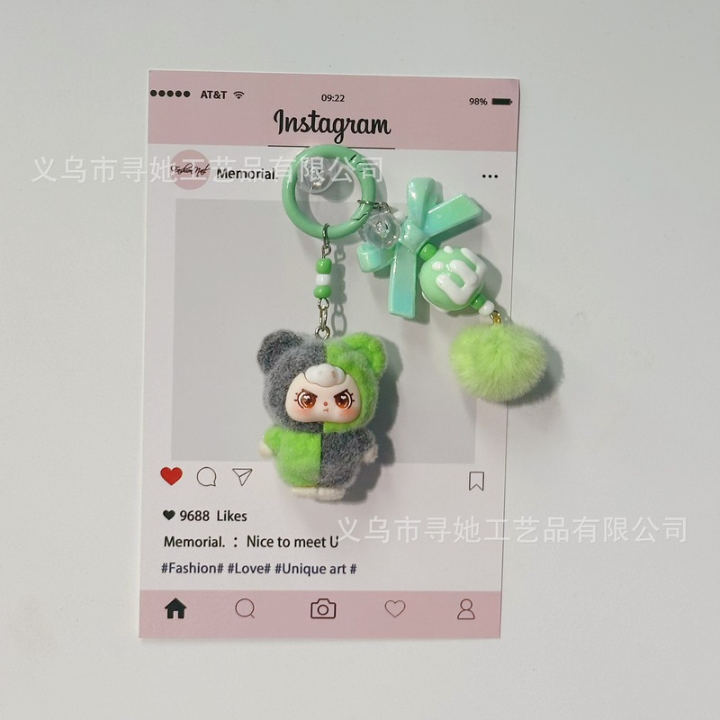 植毛ラブブ人形3歳キーホルダーペンダントクロスボーダーかわいい人形DIYアクセサリー携帯電話アクセサリーペンダント|undefined