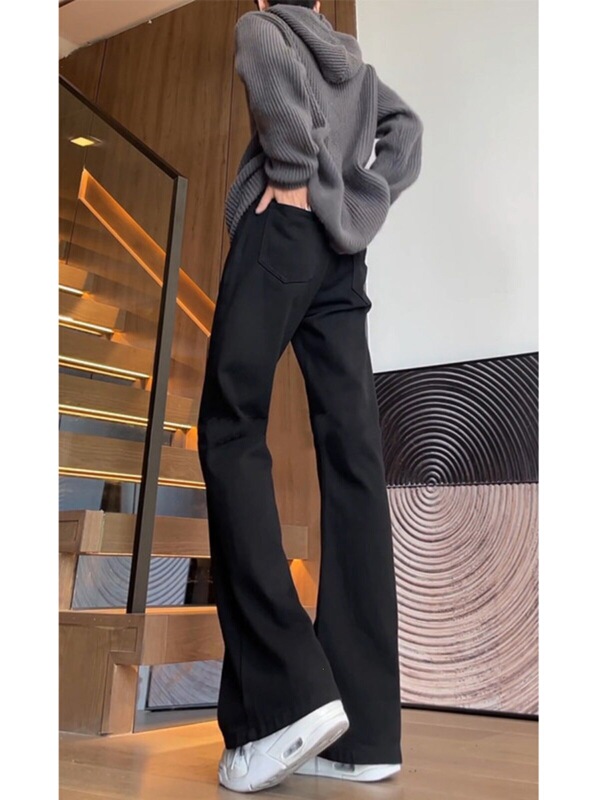 American High Street Vibe Pants, Extended Length Black Scimitar Jeans, Spring Style Straight Slim Fit Slightly Flared Pants for Men American High Street Vibe Pants, Extended Length Black Scimitar Jeans, Spring Style Straight Slim Fit Slightly Flared Pants for Men