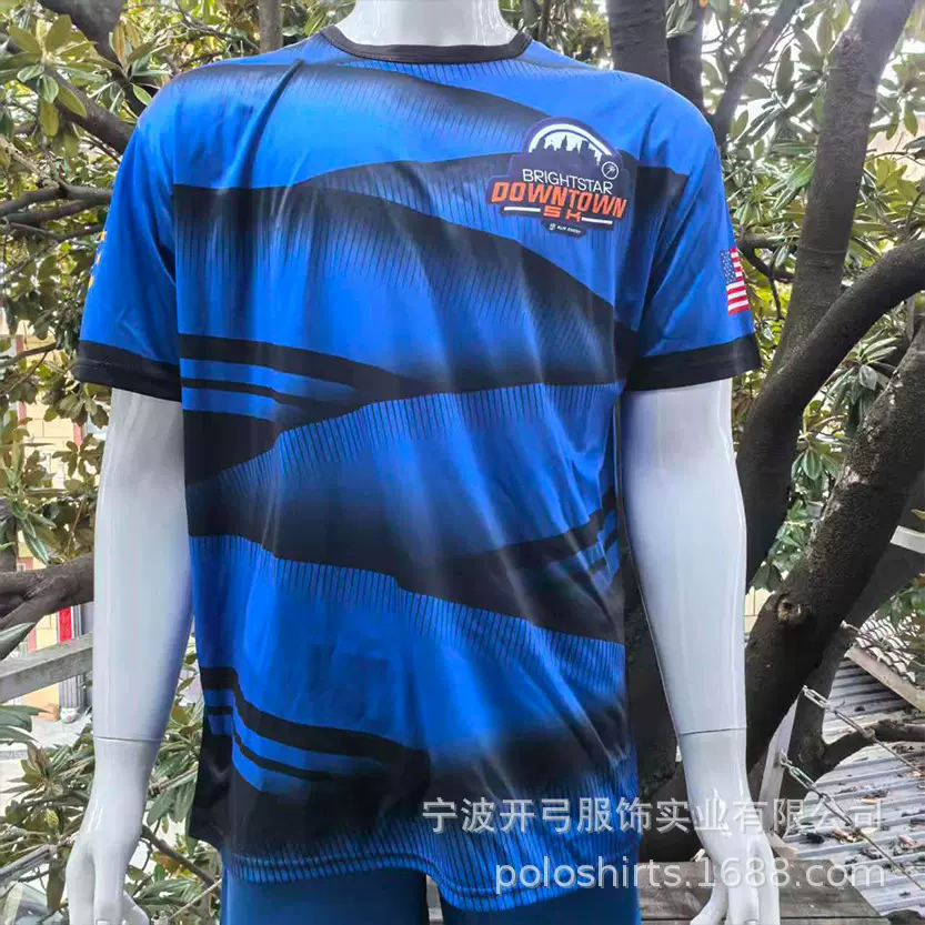 140g高弹力黑色夜光印花LOGO出口美国礼品文化衫 纯涤短袖促销品