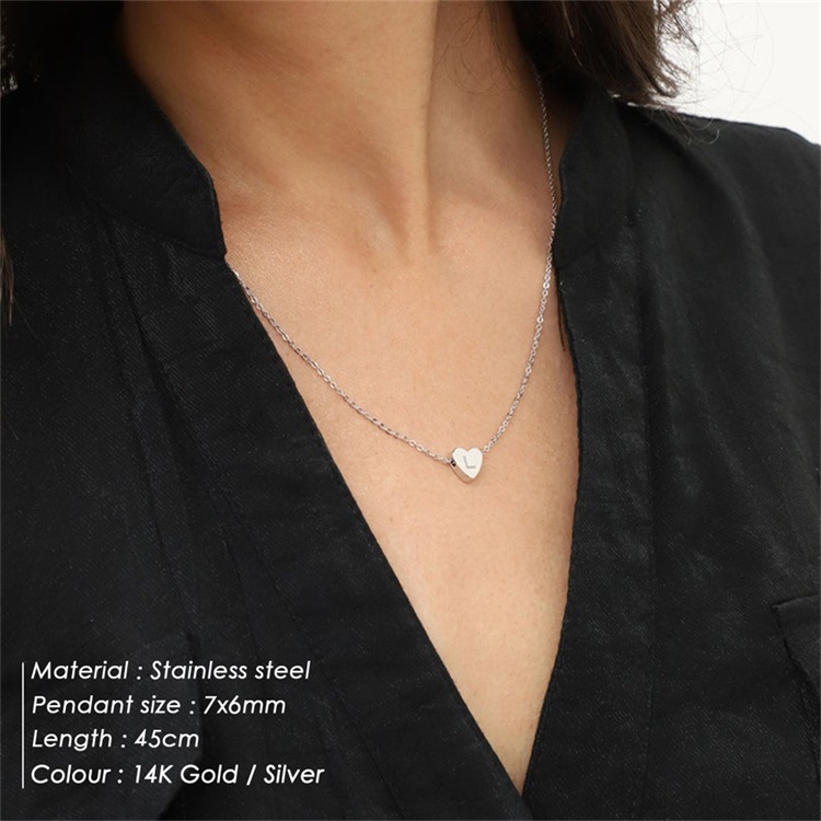 simple Fashion Heart shape Letter Stainless Steel necklace