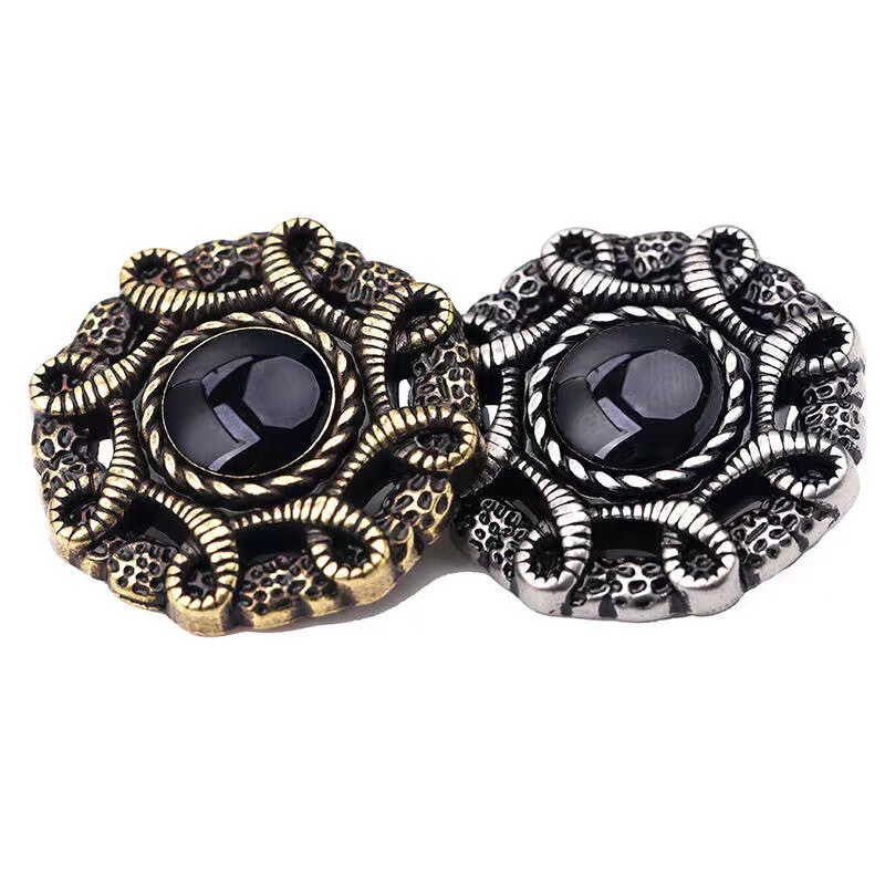 European and American linen lace metal hand button suit coat down jacket sweater coat shirt cufflinks Chanel style button