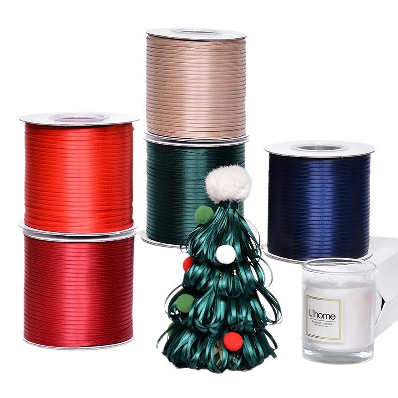 Yao Ming 0,5 cm arco cinta embalaje cinta de poliéster flor caja de regalo accesorios de embalaje cinta lisa de doble cara