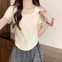 2025新款韩版夏装短袖女修身甜美女生少女t恤上衣大码半袖体桖