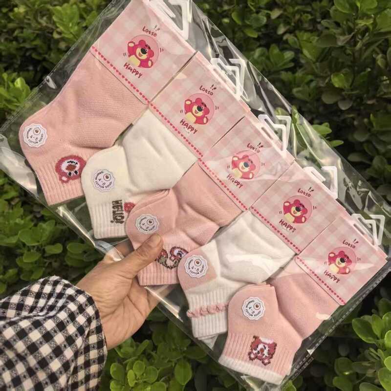Naughty Duck Boys and Girls Low-Waist Sports Mesh Cotton Socks Cartoon Thin Children's Mesh Socks 26 Bulk Wholesale