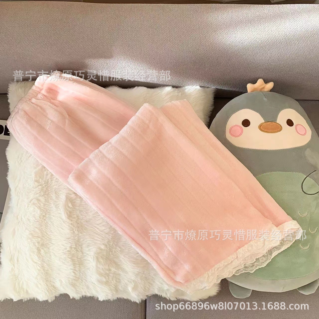 Pantalones de pijama de franela de coral de dibujos animados, pantalones de pijama de hombre, pantalones de invierno de otoño de mujer, pantalones caseros