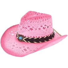亚马逊复古西部牛仔帽子男女士镂空大檐草帽夏季出游防晒沙滩帽