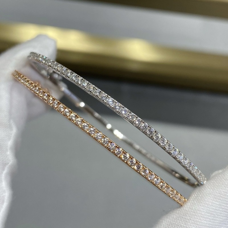 High-End Version t Brand Half-Drill Single-Row Diamond Bracelet Thick 18K Gold Plated Fine Version Full-Drill Rose Gold Platinum Single-Row Diamond Bracelet for Women High-End Version t Brand Half-Drill Single-Row Diamond Bracelet Thick 18K Gold Plated Fine Version Full-Drill Rose Gold Platinum Single-Row Diamond Bracelet for Women