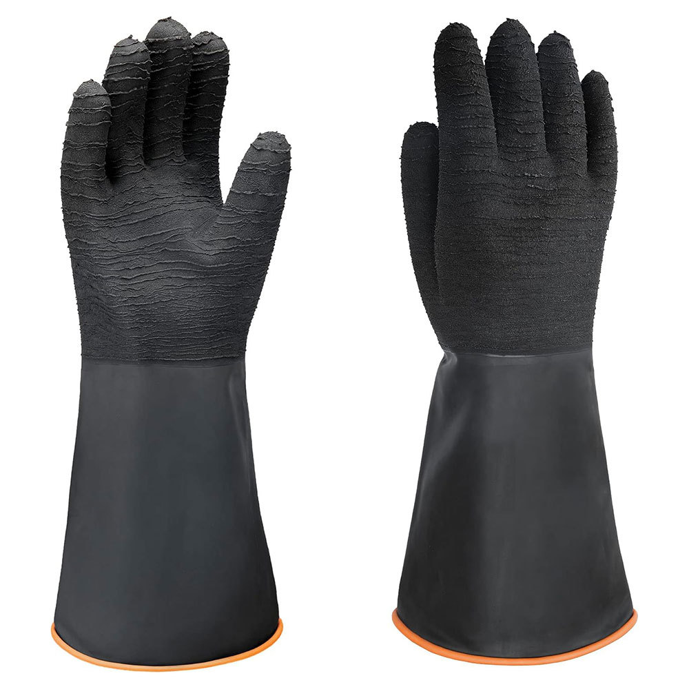 35CM guantes resistentes a ácidos y álcalis industriales de caucho arrugado industria química protección laboral anticorrosión espesado látex resistente al desgaste