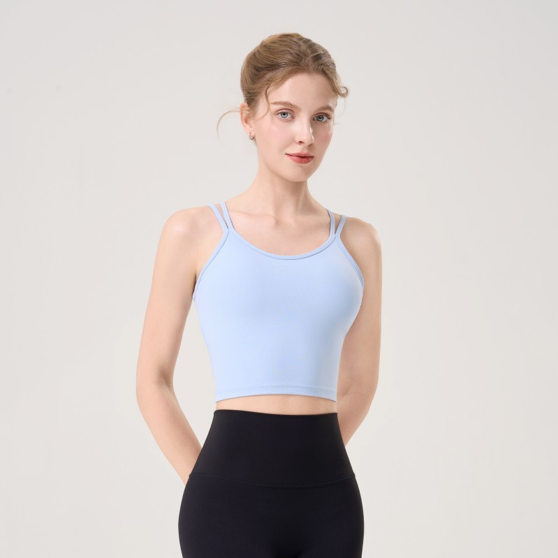 ダブルショルダーストラップ美しいバックスリングヨガベスト女性のスポーツブラプッシュアップたるみ防止ピラティスブラフィットネストップ|undefined