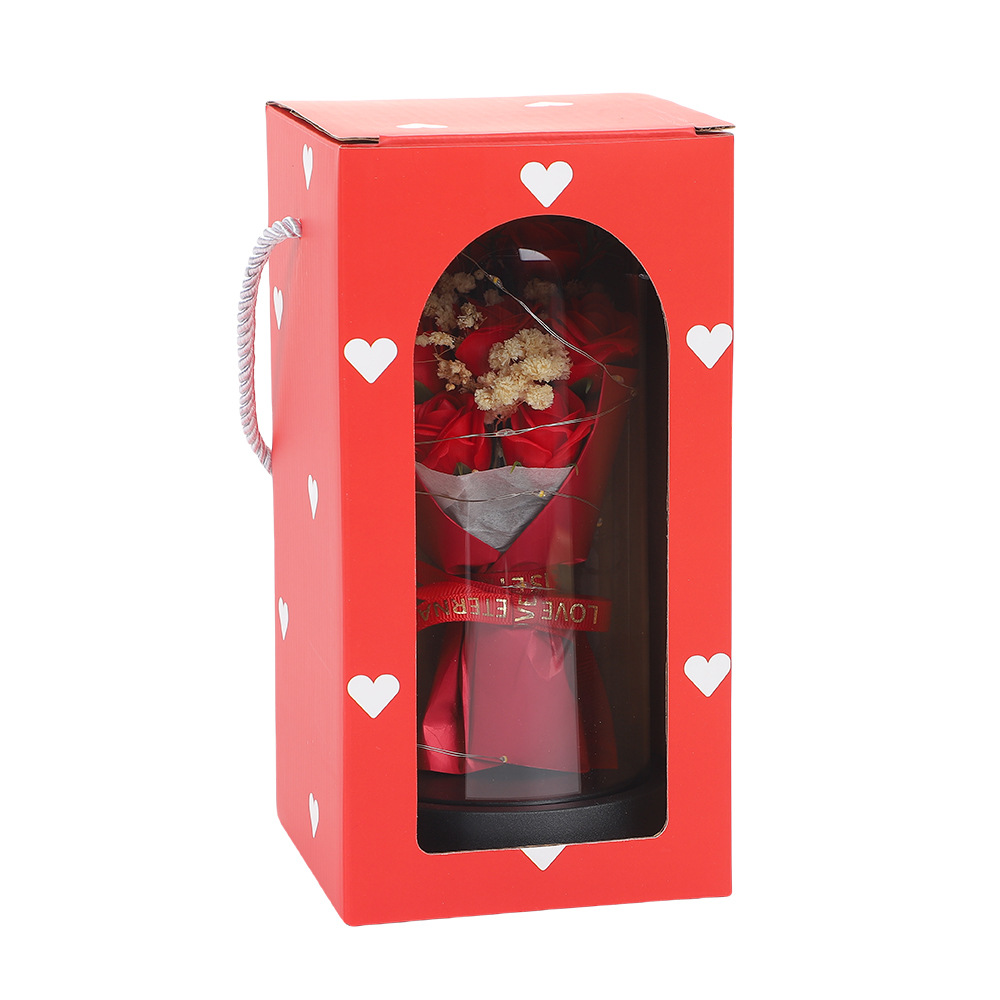 Decoración de cubierta de vidrio de flor eterna 7 ramos de rosas flores secas Día de la madre 520 Regalo de cumpleaños para novia y esposa