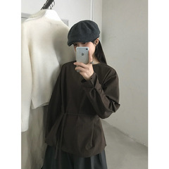 THINK十三行韩系高智穿搭衬衫女2025秋新款简约小众上衣（配腰带