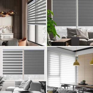 Double-Layer Blackout Soft Gauze Curtains, Thermal Insulation, Sun Protection, Hole-Free Roller Blinds, Manual Electric Smart Soft Gauze Roller Blinds