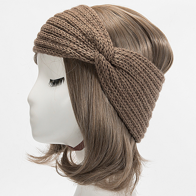 Accessori per capelli in maglia autunnale e invernale con fasce incrociate, fasce sportive da donna in lana elastica calda_voghion.com