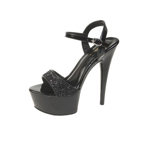 Shimmering High Heel Transparent Base Crystal Block Heel Women's Single Shoes Sandals Bridal Maid Moon Shoes for  Summer
