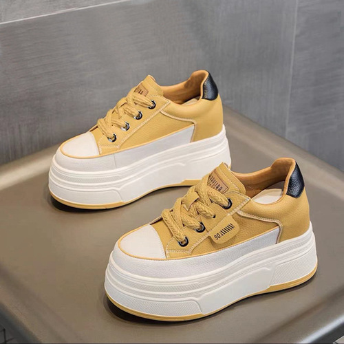 Summer new thick-soled wedge heel 9 cm heel height increased casual women's shoes hollow low-cut breathable leather sandals for women